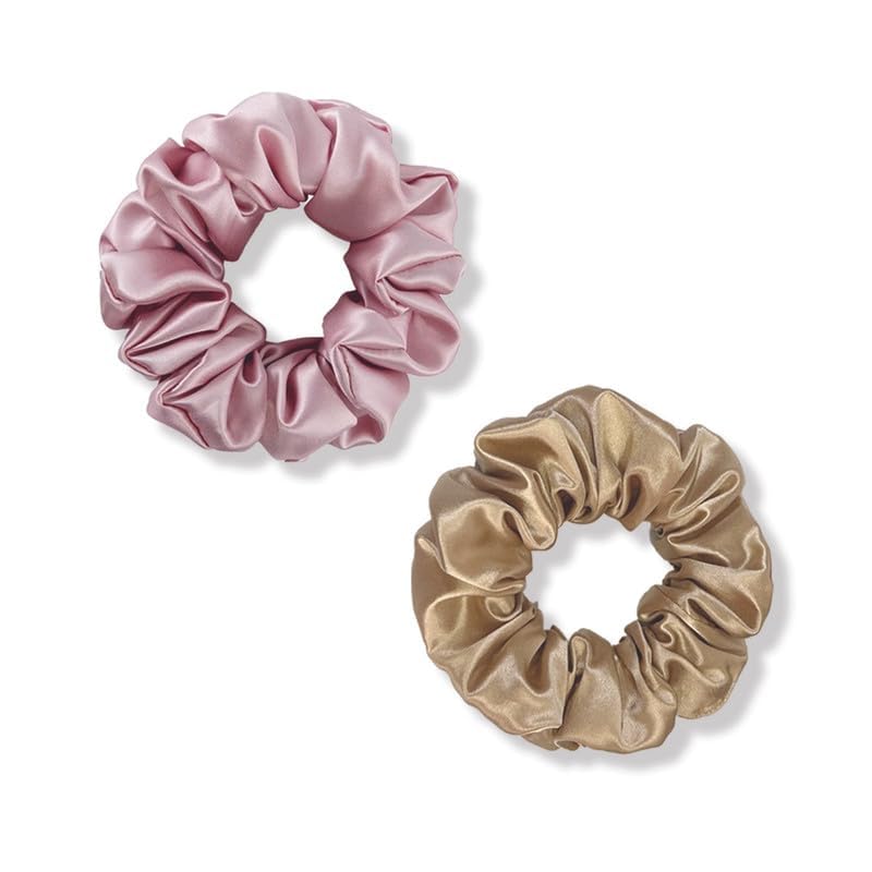 townssilk 2-Piece Luxurious Silk Hair Tie, 100% Pure Mulberry Silk, Dustypink Taupe — image 1
