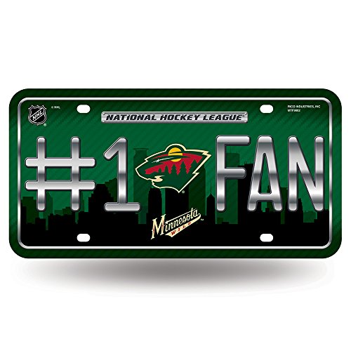 NHL Minnesota Wild #1 Fan Metal Auto Tag, 12 x 6-Inch, Green