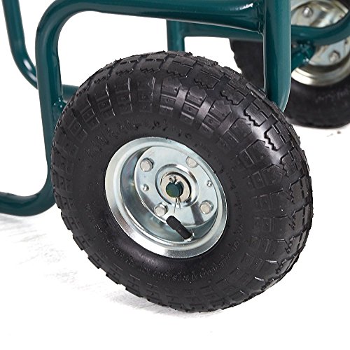 Livebest Portable Firewood Cart Log Fire Wood Carrier Holder Transport Rolling Steel Backyard Patio Garden, Green - Thumbnail 5