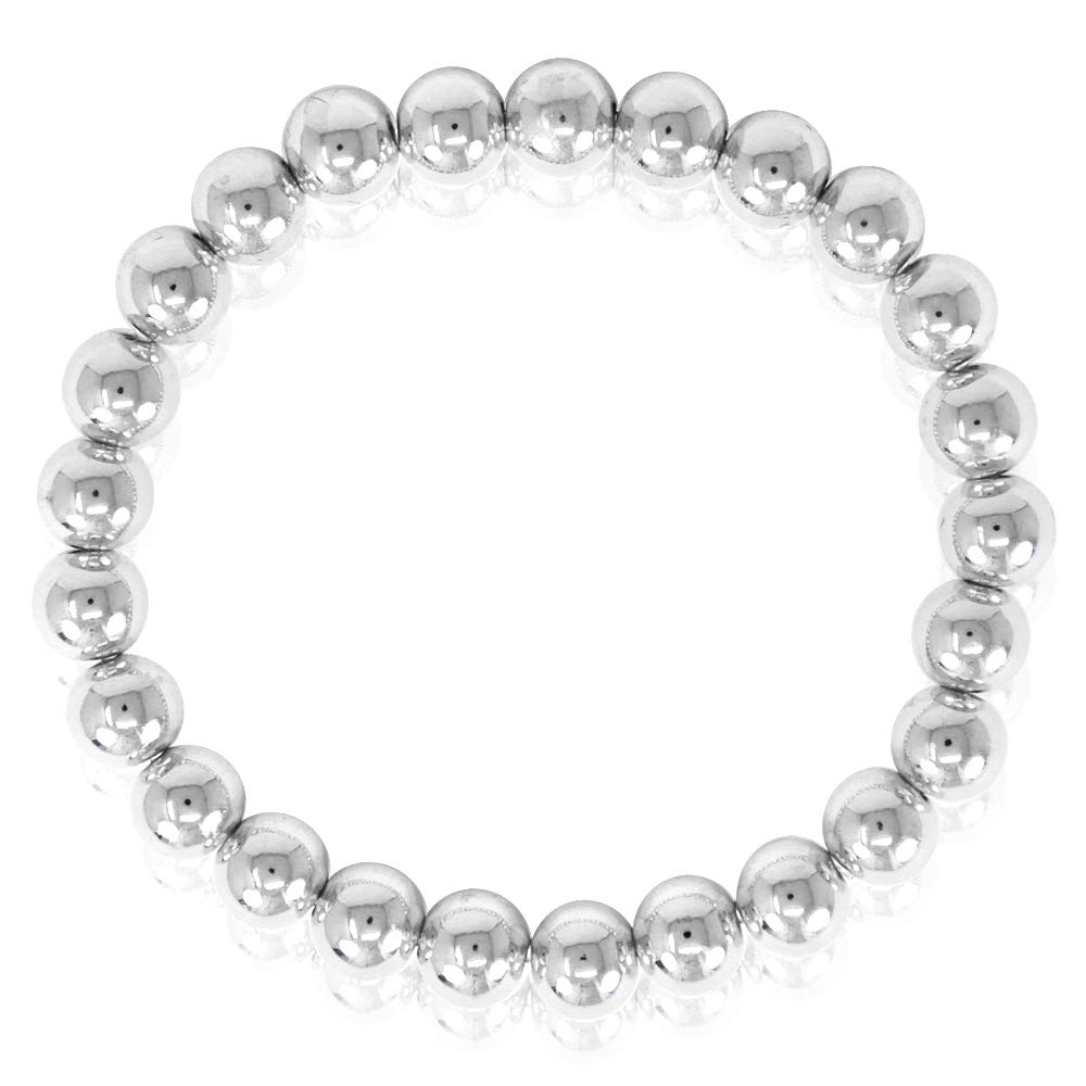by You Stainless Steel Gold Silver Beaded Ball Bracelets for Women Stretchable Elastic Bracelet Set, S, Metal, stainless-steel
