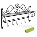 Beautiful Black Metal Decorative Wall Mounted Storage Shelf w/ 5 Hooks / Bathroom Towel Rack