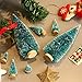 SATINIOR 60 Pieces Artificial Mini Christmas Tree Sisal Snow Trees Bottle Brush Christmas Trees Pine Trees Ornaments with Wooden Base for Christmas Party Home Decoration (6 Sizes, Blue Green)