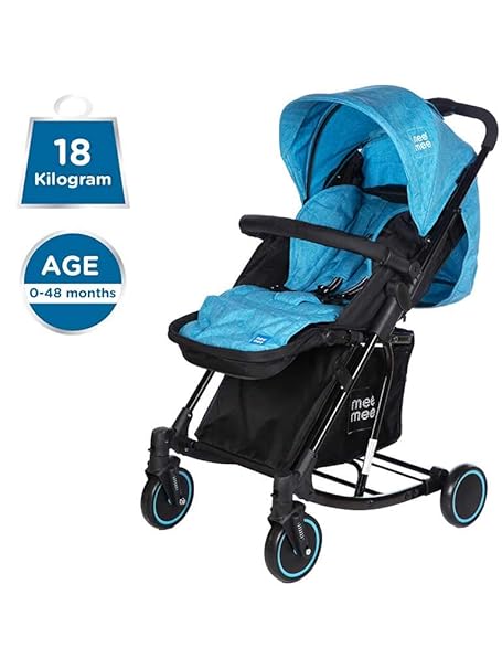 Mee Mee Baby Pram with Adjustable Seating Positions and Reversible Handle (Aqua Blue)