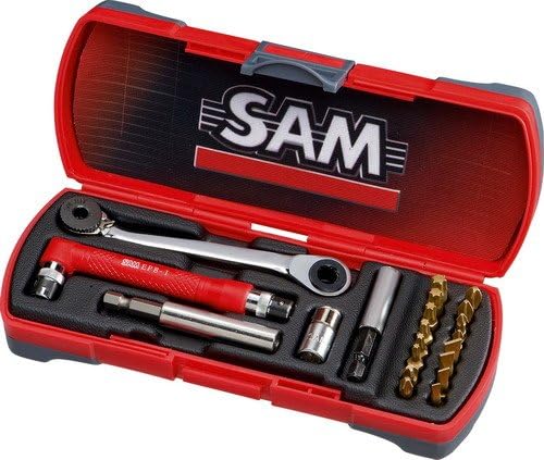SAM E 125 J21 Toolbox with 16 High-Performance Titanium Screwdriver Heads and 5 Screwdriver Head Cases