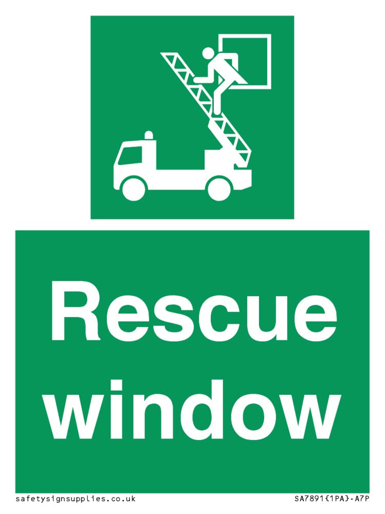 Rescue window Sign - 75x100mm - A7P