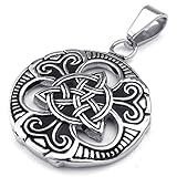 KONOV Mens Womens Celtic Knot Stainless Steel Pendant Necklace, Black Silver, 24 inch Chain