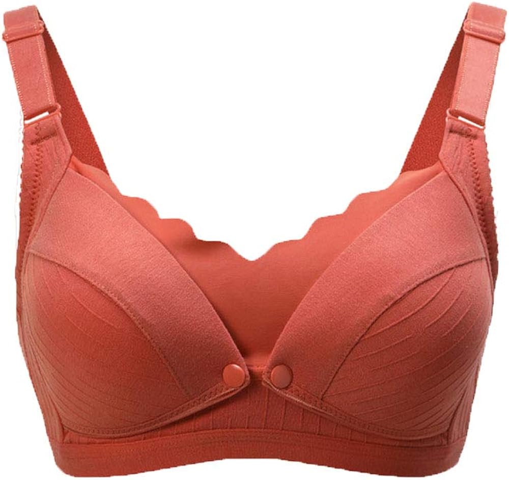 Women's Sexy Lace Nursing Bra, Extra Soft Wireless Front Button Push Up