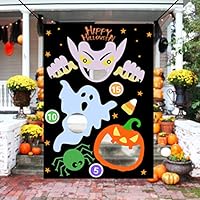 KOMIWOO Ghost Pumpkin Bean Bag Toss Games with 3 Bean Bags, Kids Halloween Party Games Halloween Decorations