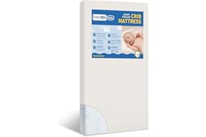 ELEMUSE Breathable Baby Crib Mattress,Cooling Sheet for Baby Night Sweats, Washable Waterproof Cover, CertiPUR-US Certified Firm Foam, Fits Standard Full-Size Infant & Toddler Bed, Snow White