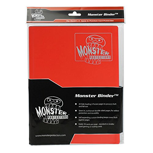 Monster Binder - 9 Pocket Trading Card Album - Matte Red - Holds 360 Yugioh, Magic, and Pokemon Cards