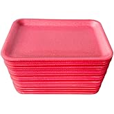 Crafts Foam Trays, 20 Pieces, Rectangle Meat Tray, Food Tray, for DIY Crafts, Printmaking 8 1/4" x 5 3/4" x 1/2" (Pink/Rose)