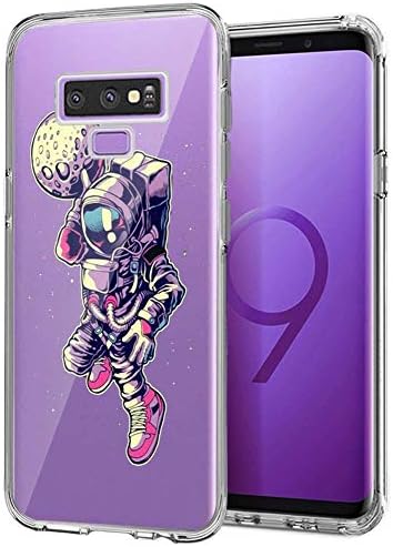 Case for Samsung Galaxy Note 9 ，Space Astronaut Crystal Clear Soft Case with Pattern Printed Transparent Protective Back Cover Case Protective TPU Thin Cover Transparent Slim Anti Slip Case