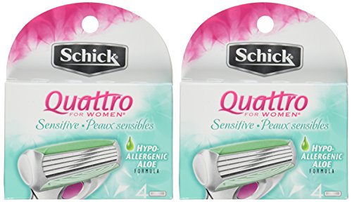 Schick Quattro for Women Razor Blade Refills for Sensitive Skin with Hypo-Allergenic Aloe - 4 Count