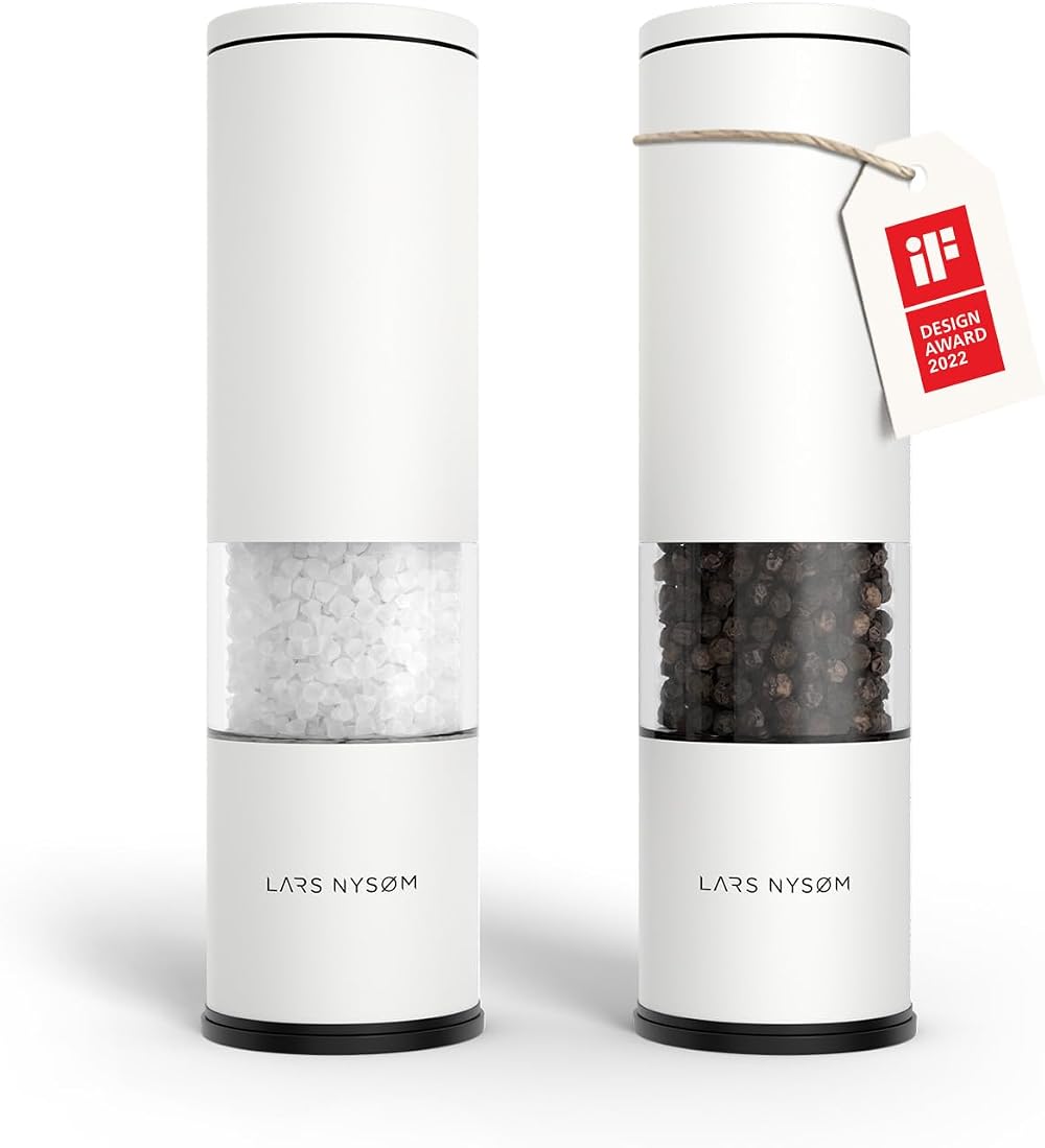 LARS NYSØM Salt and Pepper Grinder Set Stainless Steel Adjustable Ceramic