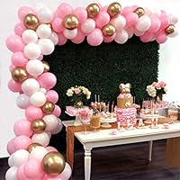 Balloon Garland Arch Kit 16Ft Long 112pcs Pink White Gold Balloons Pack for Girl Birthday Baby Shower Bachelorette Party Centerpiece Backdrop Background Decorations