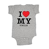 So Relative! Unisex Baby I Love My Uncle (Red Heart) Heather Grey Baby Bodysuit