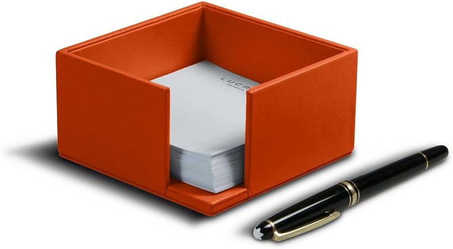 Lucrin - Memo Paper Holder 4.1 x 4.1 inches - Orange - Genuine Leather