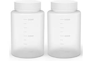 stonylab Plastic Wide Mouth Reagent Bottle, HDPE Screw Cap, Laboratory Supply, 2 Pack, 500 ml Capacity, Durable and Chemical 
