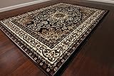 Generations 8023black Oriental Traditional Isfahan Persian Area Rug, 2 x 3', Black