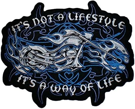 Worth!! Motocycle It's a Way of Life Large Patch Badge Cool Look Embroidered Iron-on Sewing Craft for Biker Rider 8 x 10 inch