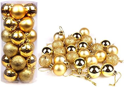 24ct Christmas Gold Ball Ornaments Barrel Plating Multi-Color Balls for Home Decorations Pendant 60mm/2.36"