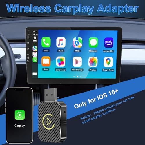 Adattatore Carplay Wireless, 2025 USB Carplay Senza File per iPhone, Car Play Dongle per Auto con USB A/C, Compatibile con Apple iOS 10+ e 800+ Modelli di Auto dopo il 2016