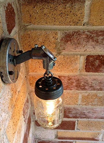 THE JAR OF LIGHT - Pint Ball Mason Jar wall sconce light with galvanized conduit and chain | MillerLights Original.