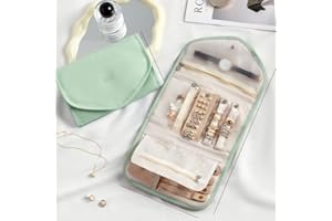 Compact Jewelry Organizer Bag – Waterproof, Zippered Compartments with Snap Closure, Travel-Friendly (Green)