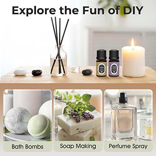 Fruity Essential Oils Set, 7 x 10ml/0.33fl.oz Premium Aromatherapy Oils for Diffusers, Humidifiers, Candle, Soap Bath Bomb Making, Fruit Fragrance Oils for Yoga, Massage, Skin, Room, Relaxing, Calming