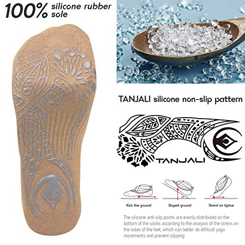 TANJALI Yoga Socks with Grips for Women Size 5.5-11, Grip& Non-Slip Yoga Socks for Workout, Dance, Pilates, Ballet and Barre