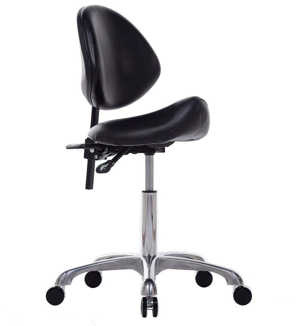 FRNIAMC Hydraulic Saddle Rolling Adjustable, Heavy-Duty (350 lbs) Stool Chair for Beauty Salon Massage Dental Clinic Home Office Use (Black): Kitchen & Dining