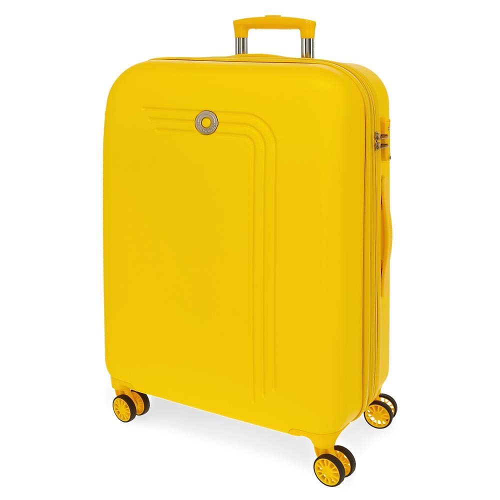 Movom Riga Yellow Medium Suitcase 49x70x27 cm Rigid ABS Combination lock 72L 3.9 Kg 4 Double Wheels