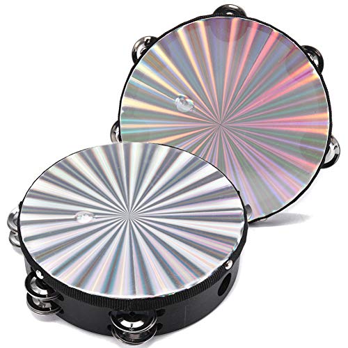 heaven2017 Reflective Tambourine Drum Double Rows Jingle Bell Musical Party Percussion Instruments - Thumbnail 2