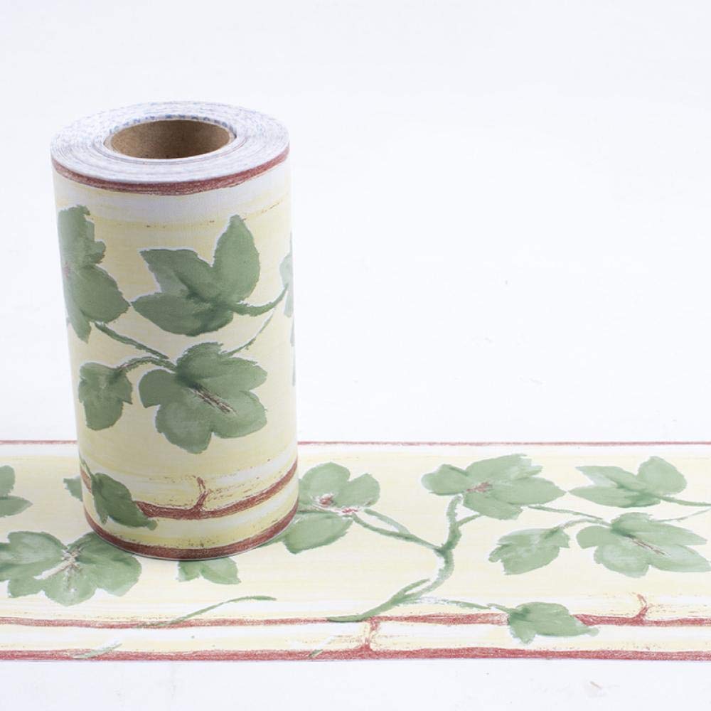 Dostear Wallpaper Mirror Borders for Bathroom Peel and Stick Classroom Bulletin Board Borders Boho Paper for Classroom Trim Sets Green Leaves 10 X 1000CM