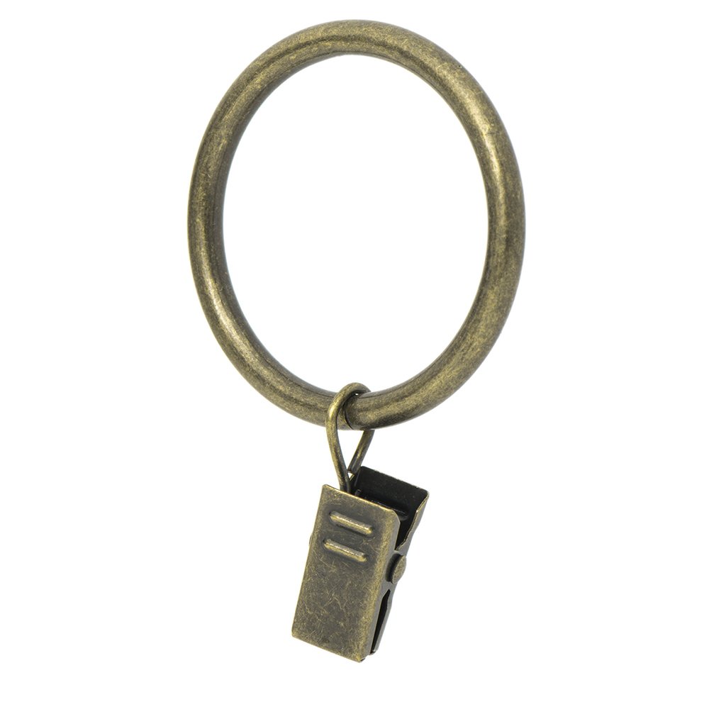 Ivilon Drapery Curtain Clip Rings - Clips Ring for Curtain Panels 1.7", Set of 14 - Antique Brass