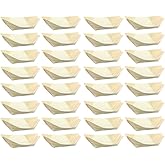 Toddmomy Bamboo Wooden Boat 50Pcs Disposable Wood Serving Boats Plates Trays Mini Sushi Boat Sushi Serving Tray Food Container for Catering Home Use