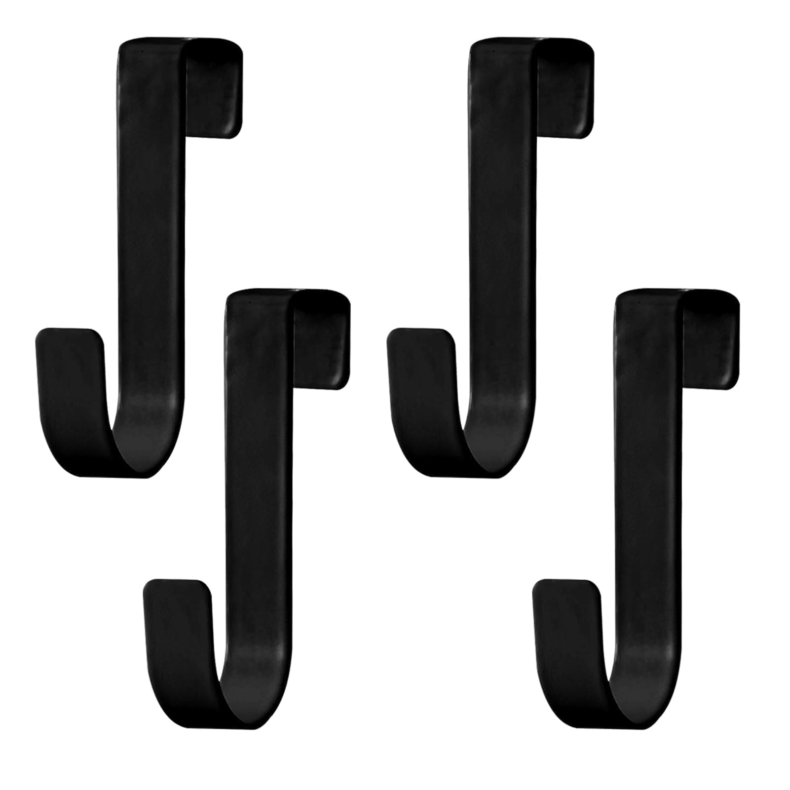 Gments 4Pcs Over Door Hooks Single Over The Door Hangers Heavy Duty Stainless Steel Reversible Wreath Hooks Metal for Bathroom Kitchen Cupboard Cabinet Bedroom Hanging Clothes Starter Garland, Black