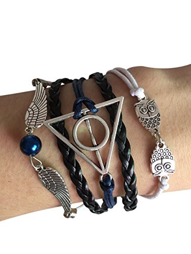 Wolf Infinity Silver Color Leather Braid Bracelet Rope Leather Bracelet