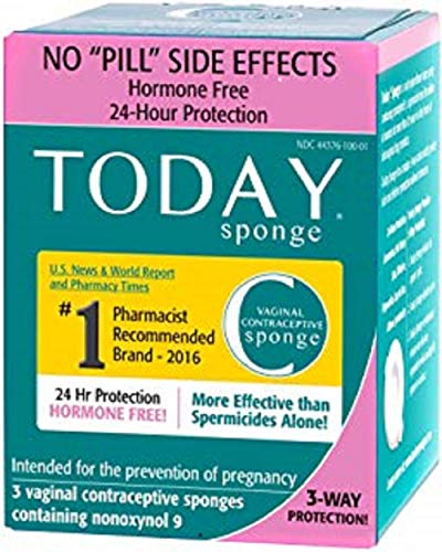 Today Sponge Vaginal Birth Control, Green, 3 Count (Pack of 3 (3 ct ea))