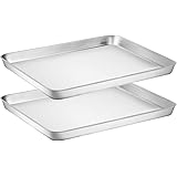 Wildone Baking Sheet Set of 2 - Stainless Steel Cookie Sheet Baking Pan, Size 16 x 12 x 1 inch, Non Toxic & Heavy Duty & Mirr
