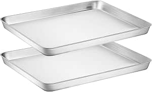 Wildone Baking Sheet Set of 2 - Stainless Steel Cookie Sheet Baking Pan, Size 16 x 12 x 1 inch, Non Toxic &amp; Heavy Duty &amp; Mirror Finish &amp; Rust Free &amp; Easy Clean