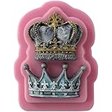 Funshowcase 2 Cavity Royal Crown Fondant Candy Silicone Mold for Sugarcraft, Cake Decoration, Cupcake Topper, Chocolate, Pastry, Cookie Decor, Jewelry, Polymer Clay, Epoxy Resin, Crafting Projects