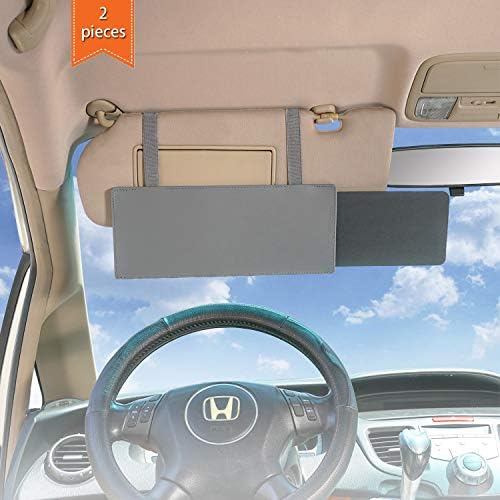 Car Visor Sunshade, WANPOOL Car Visor Anti-Glare Sunshade Extender for Front Seat Driver and Passenger - 2 Pieces (Gray)