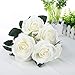 SOLEDI Silk Rose White 10 Heads Artificial Flower French Rose Fake for Bridal Bouquet Wedding Living Room Table Home Garden Decoration