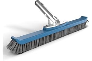 KOKIDO KEMANO Heavy Duty Pool Brush Head: Industrial-Grade Grit Non-Metal Stiff Bristles & Reinforced Aluminum Frame for Inground Pools, Tiles, Concrete Surfaces - Tackles Tough Surfaces, Algae, Stains