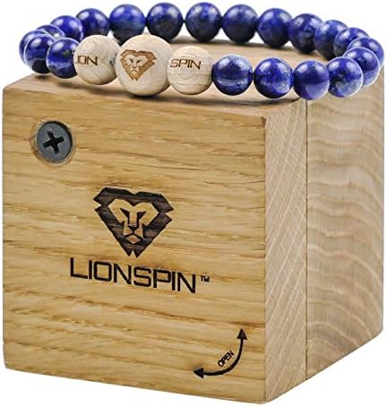 LIONSPIN - Premium Quality Beaded Bracelet | Onyx, Lava, Howlite, Turquoise, Lapis Lazuli | Handmade for Men or Women | Natural Stone | Stretch String | Magic Gift Wrap