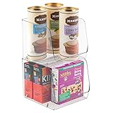 mDesign Large Household Stackable Plastic Food Storage Organizer Bin Basket with Wide Open Front for Kitchen Cabinets, Pantry, Offices, Closets, Bedrooms, Bathrooms - Cube - 7.75" Wide, 2 Pack - Clear
