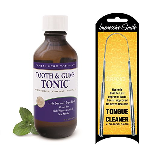 Dental Herb Company Tooth and Gums Tonic 18oz Bottle + FREE Tongue Cleaner Surgical Grade Stainless Steel