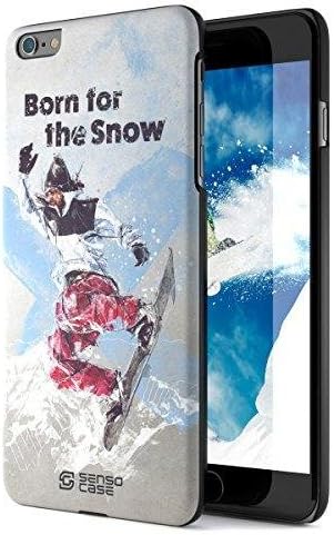 SENSOCASE Designer iPhone 6 Plus Cases – Born to Snowboard Cases for iPhone 6 Plus – Effective Protection – Slim, Sleek &amp; Lightweight – Perfect Fit – Anti Scratch with 9H Tempered Glass