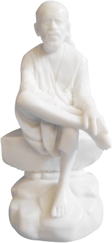 SHIVANIART Polymarble Sai Baba Idol, 12x6x6cm, White
